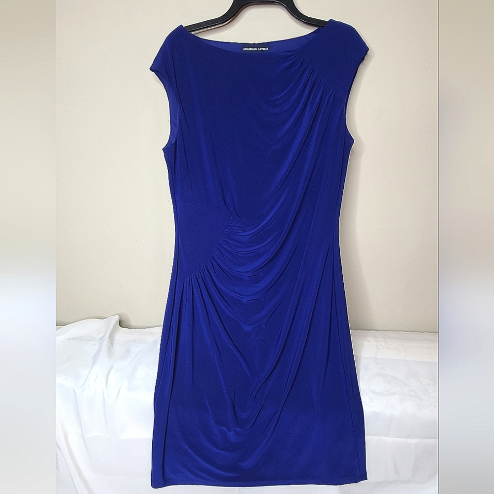 American Living Royal Blue Midi Fitted Dress Size 16